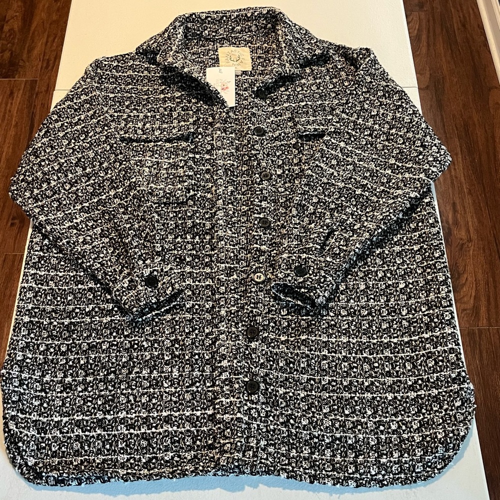 Fantastic Fawn Black and White Kennedy Tweed Jacket, Size Small